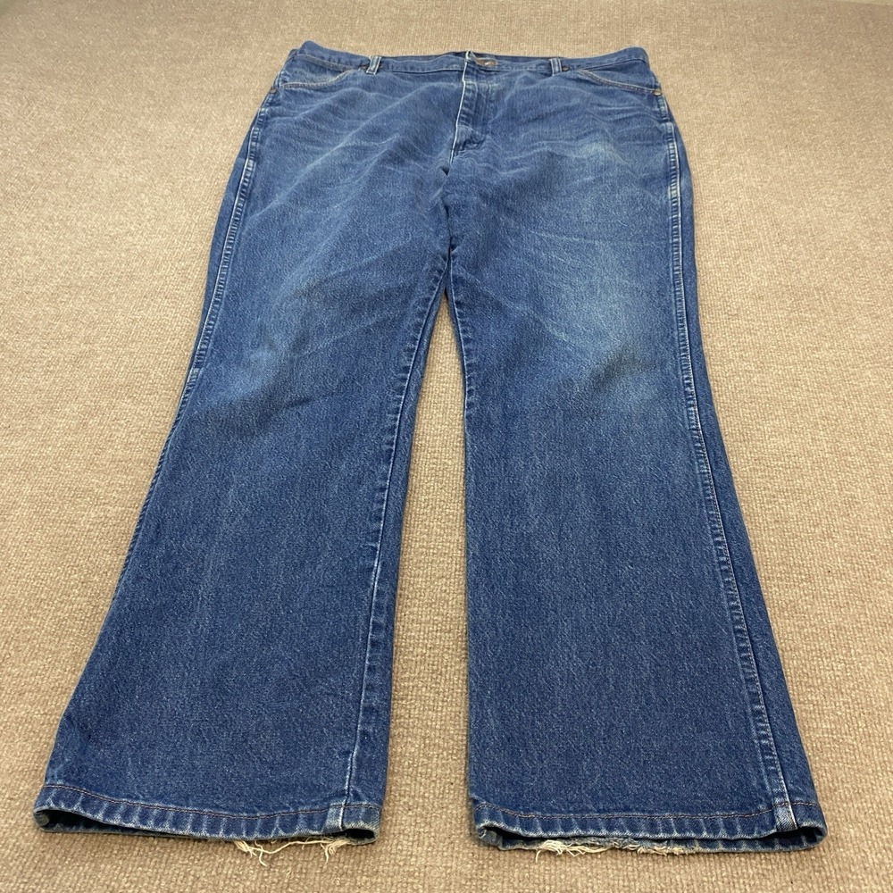 Wrangler Jeans Mens 42x32 Blue 936 DEN Cowboy Cut Slim Fit Western Distressed